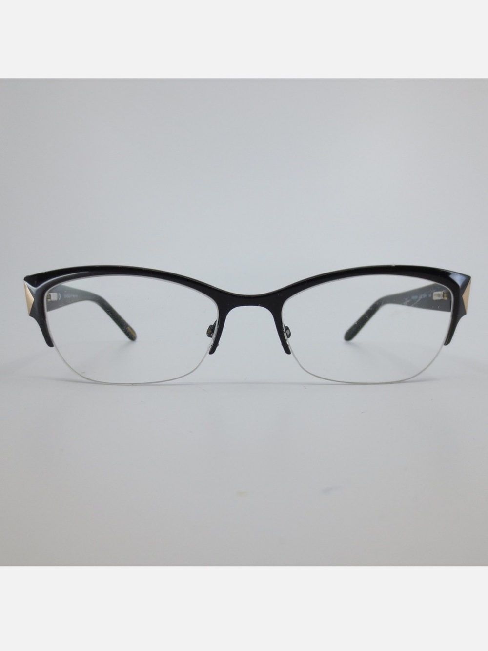 Givenchy VGV 495N Black Gold Semi Rimless Cat Eye Eyeglasses Italy 53-
18-140